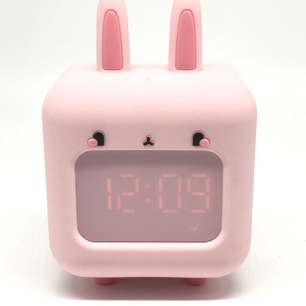 Pink Light Up Smart Rabbit Ears LED Music Alarm Clock,Multi-Functional For Kids - Picture 7 of 16
